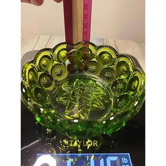 Green L E Smith Moon And Stars Bowl 4.5 In - Picture 8 of 8